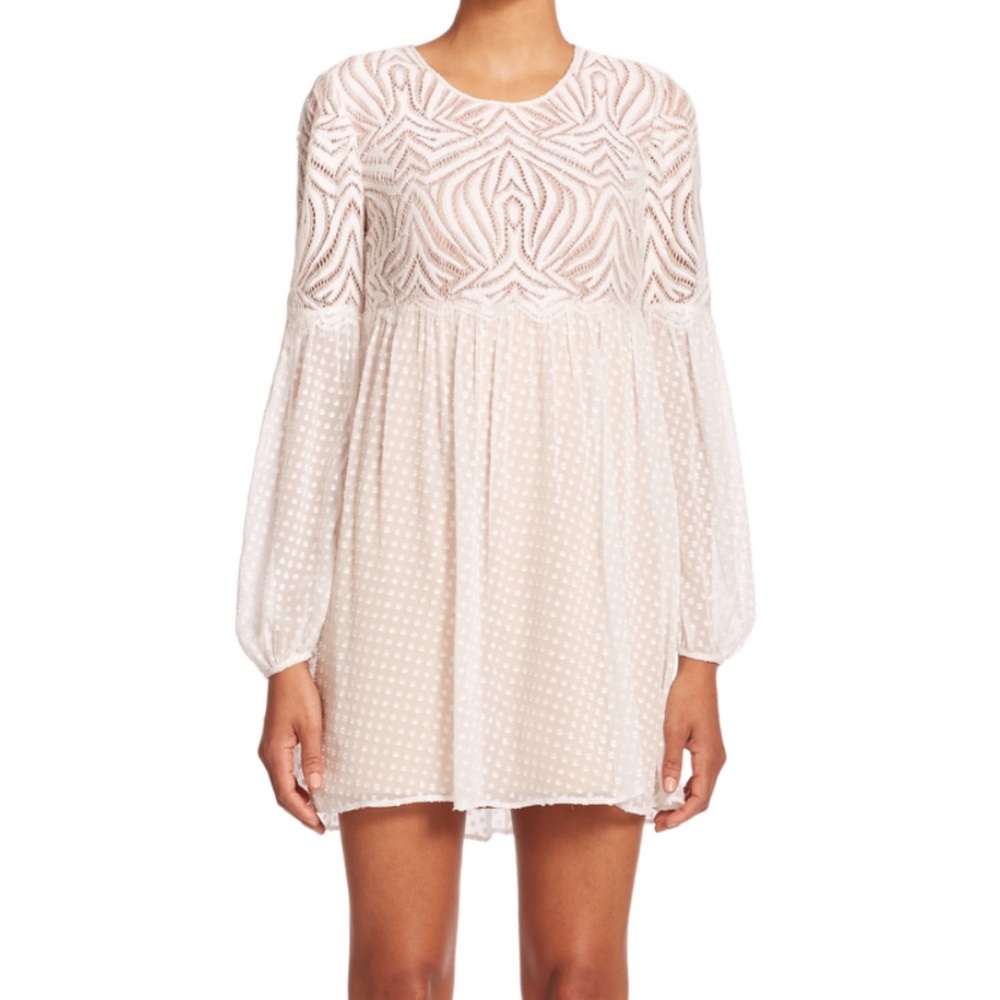 BCBGMaxAzria Kitra Lace Babydoll Peasant Dress